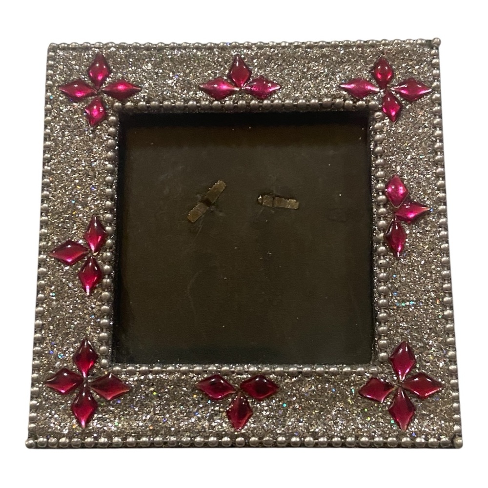Small Pink & Silver Glitter World Market Frame #7141